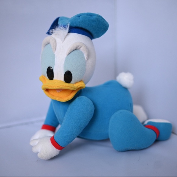 Vtg Disney Baby Donald Duck TOUCH & CRAWL Mattel Plush Toy 12” Tested & Works - Picture 10 of 14